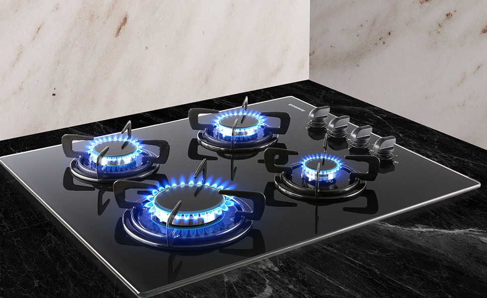 Arebos - AREBOS Cuisinière à Gaz en Acier Inoxydable Plaque de