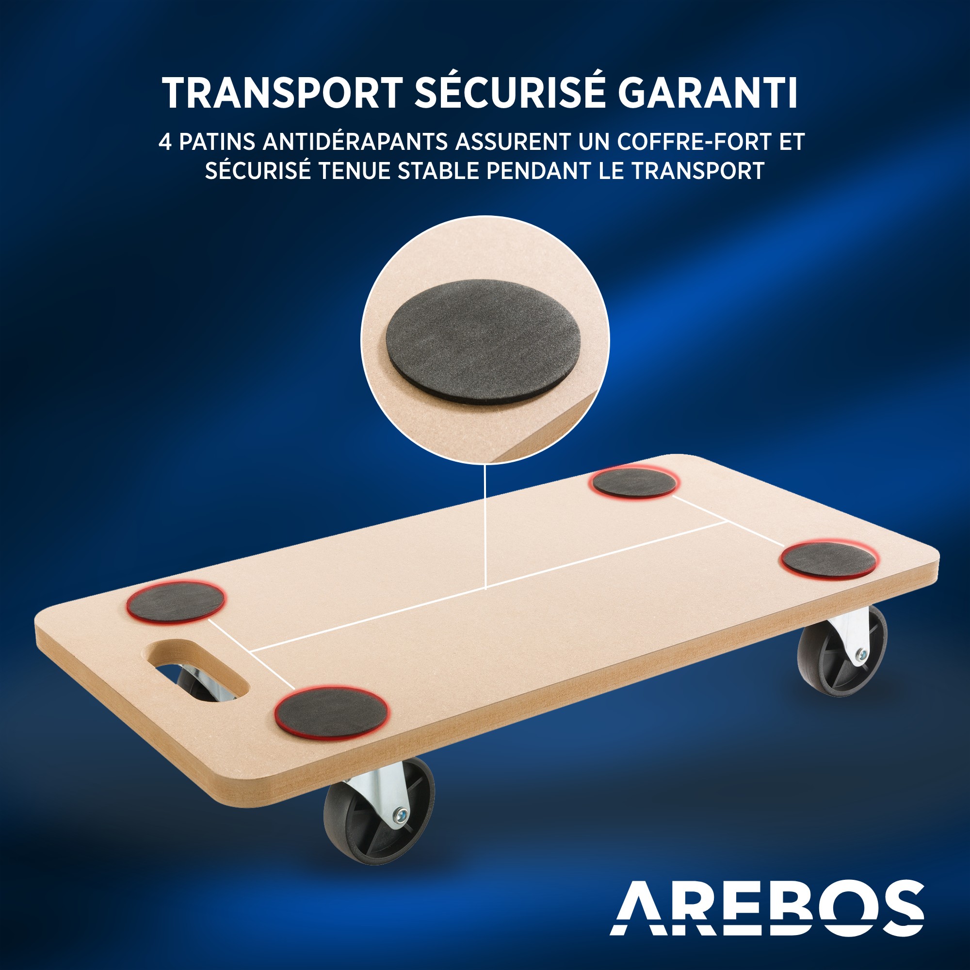 Planche de transport socle roulant plateforme à roulettes 200 kg système  antiblocage déménagement beige 13_000206s