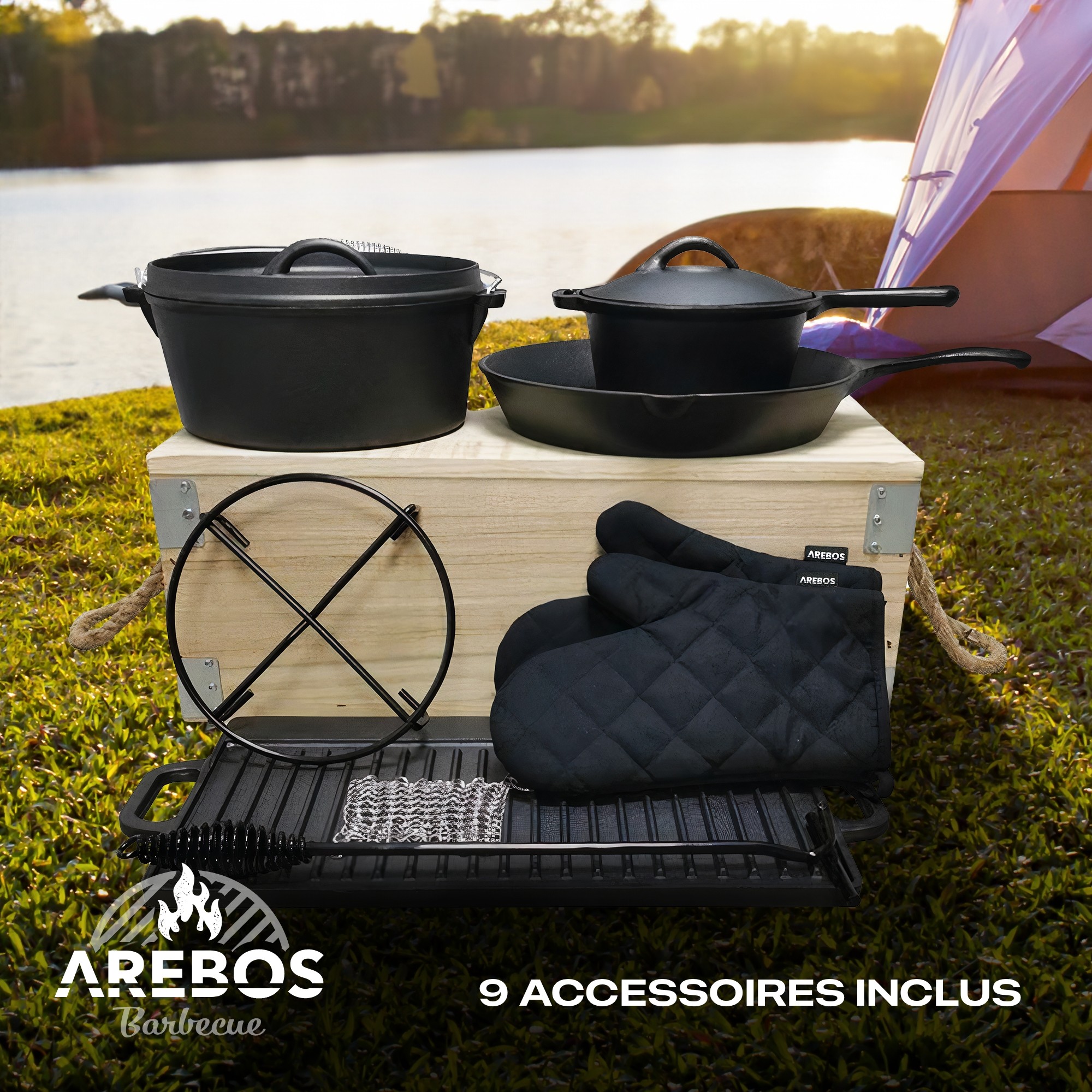 Barbecue Panier en acier inoxydable Barbecue Grill Pique-en plein air  Camping Barbecue Cuisson étanche Facile Nettoyage Accessoires Barbecue