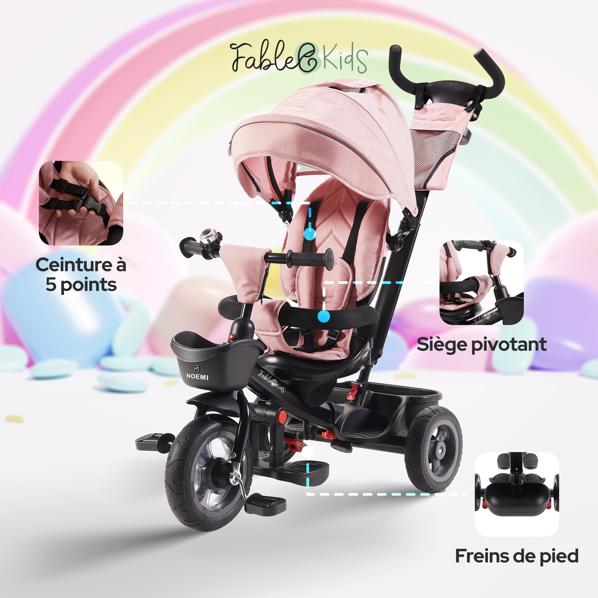 FableKids Siège-auto pour enfants Ceinture de sécurité 3 points à