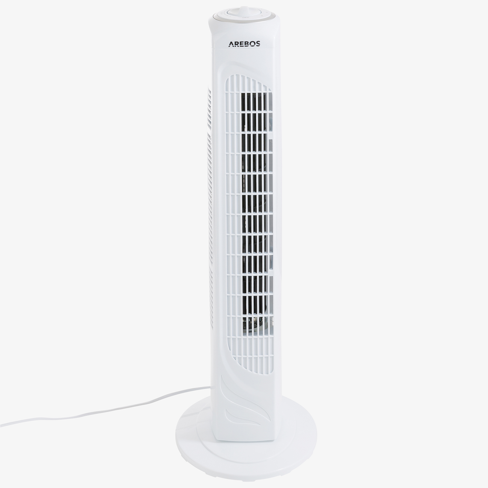 Arebos Ventilateur tour 50 Watt oscillation 60° 3 niveaux de vitesse silencieux Blanc