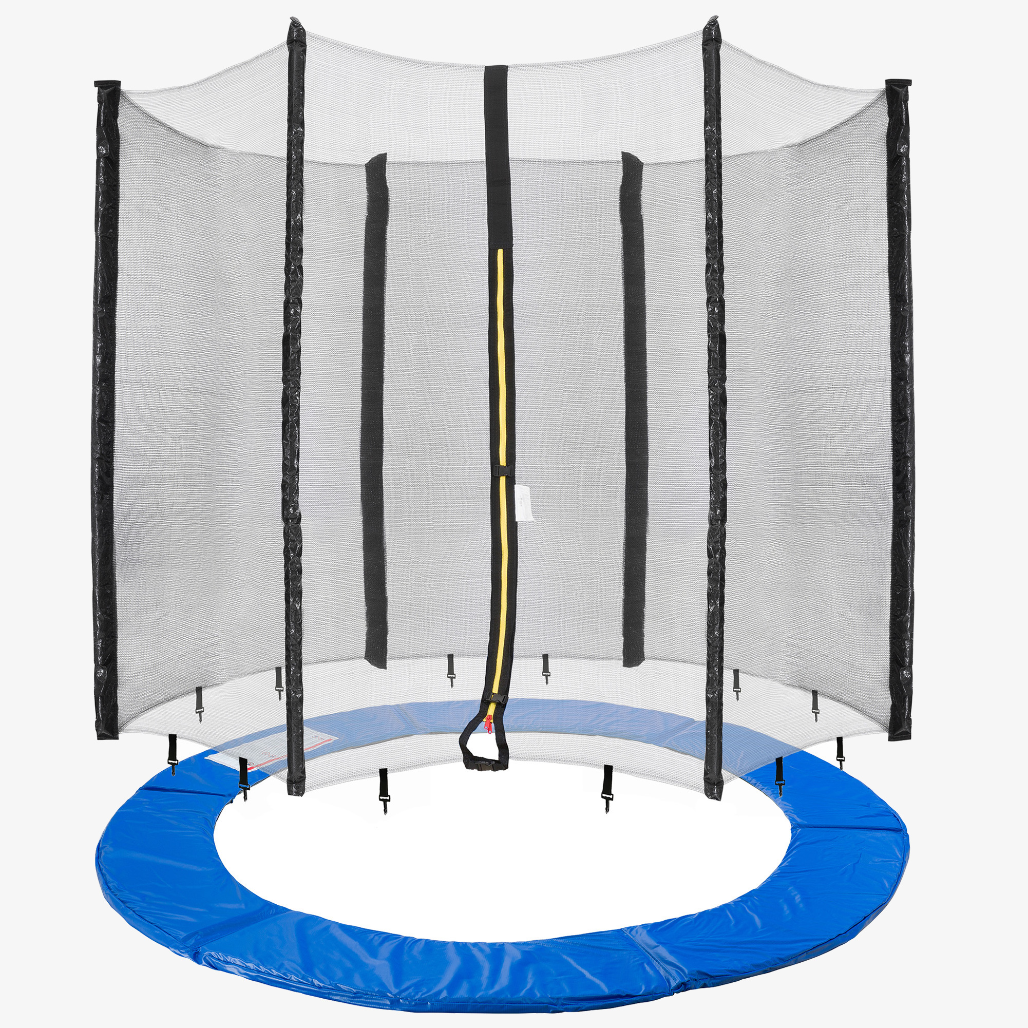 Arebos Set couverture de bord bleu & filet pour 6 barres & trampoline Ø 244cm - résistant aux intempéries
