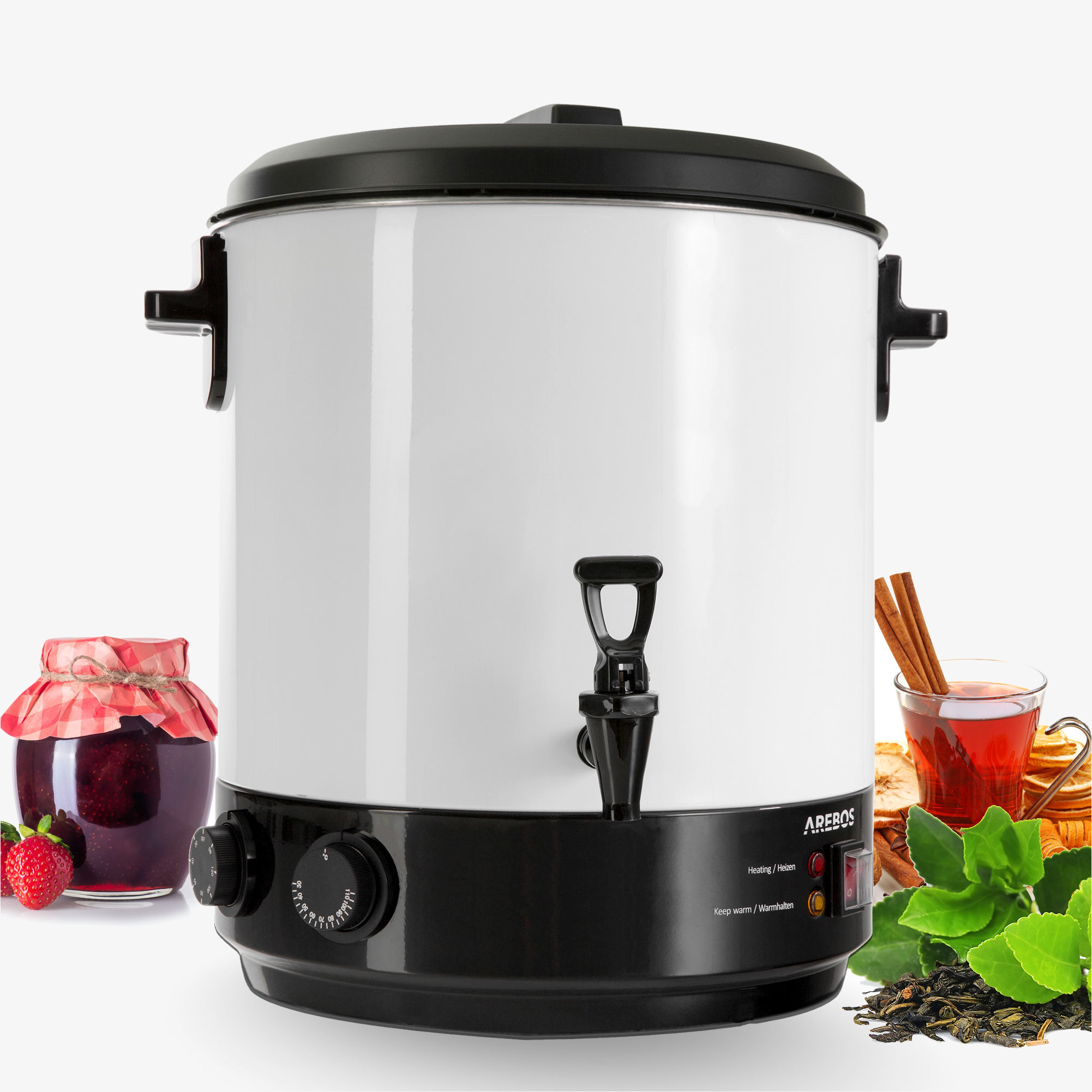 Arebos Stérilisateur automatique 28L Distributeur de boissons 1800W 30-110°C
