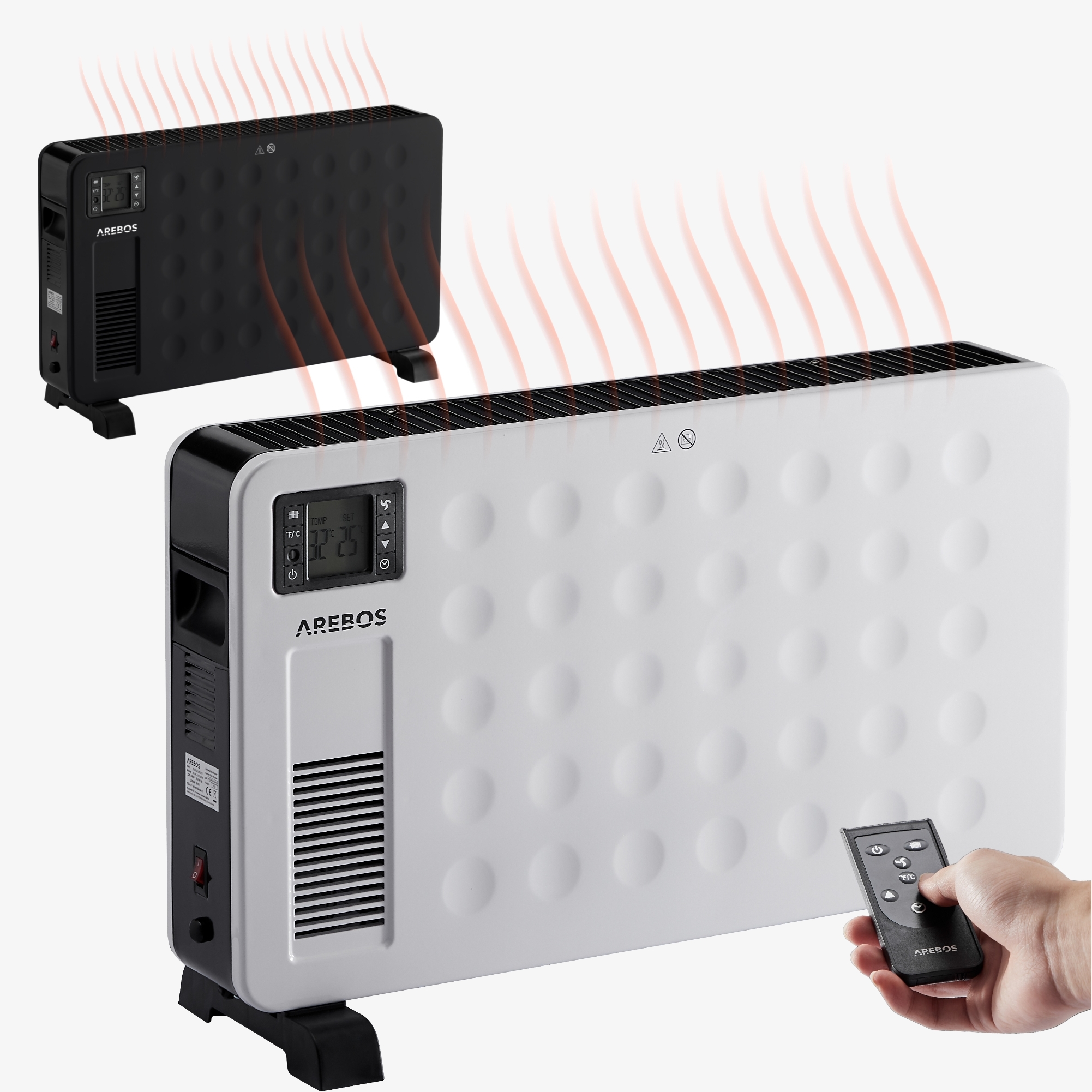 Arebos Convecteur électrique chauffant 2300W,turbo ventilateur,thermostat,détecteur de gel - blanc