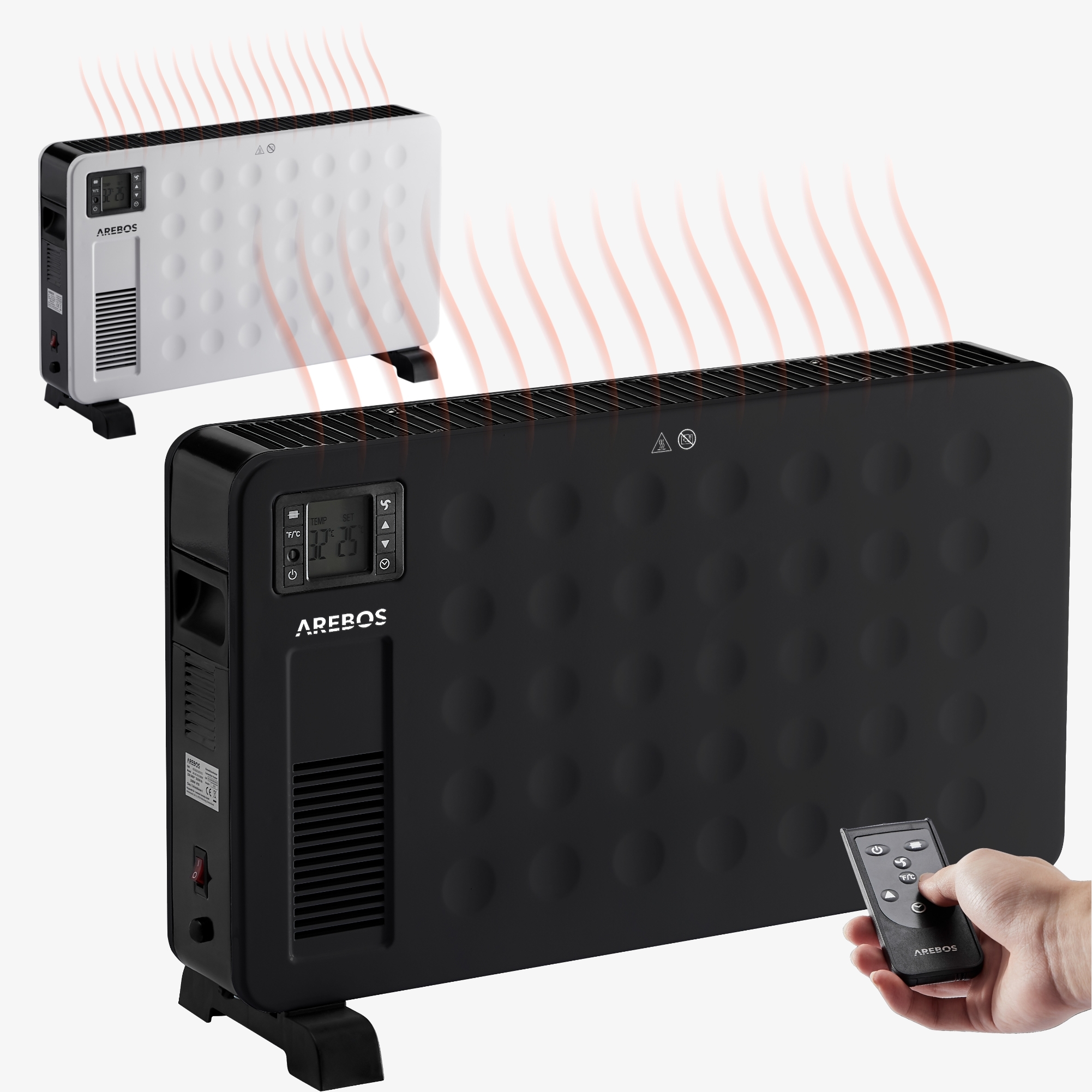 Arebos Convecteur électrique chauffant 2300W,turbo ventilateur,thermostat,détecteur de gel - noir