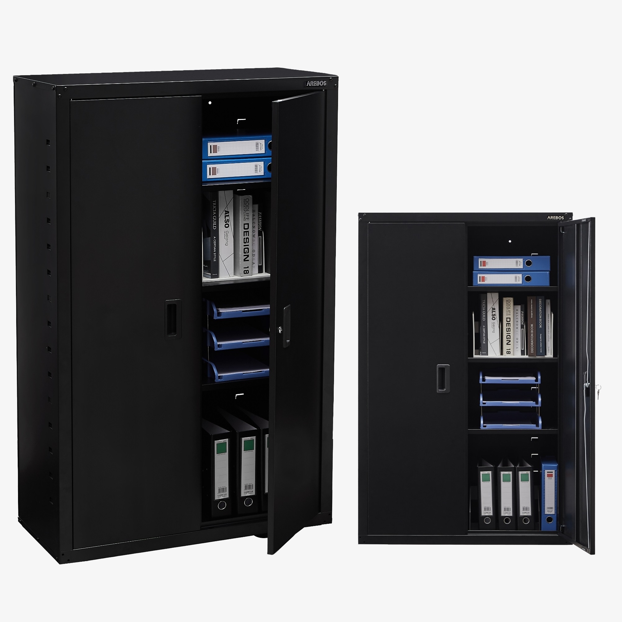 Arebos Armoire à dossier 140 x 90 x 40 cm avec Serrure à cylindre et étagères réglables en hauteur