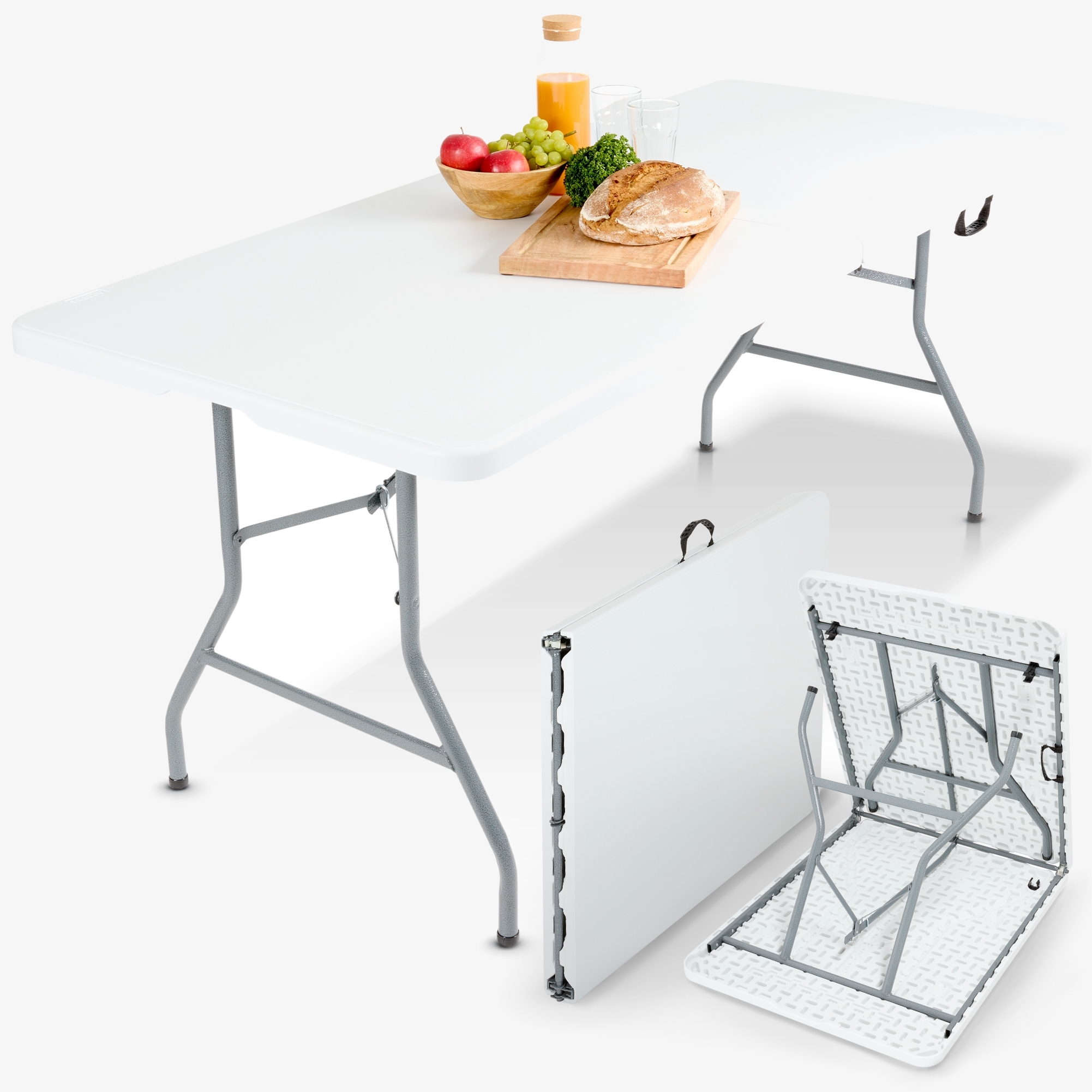 Arebos Table pliante - 182x74x74cm - camping,jardin fête,facile d'entretien,pliable avec poignée