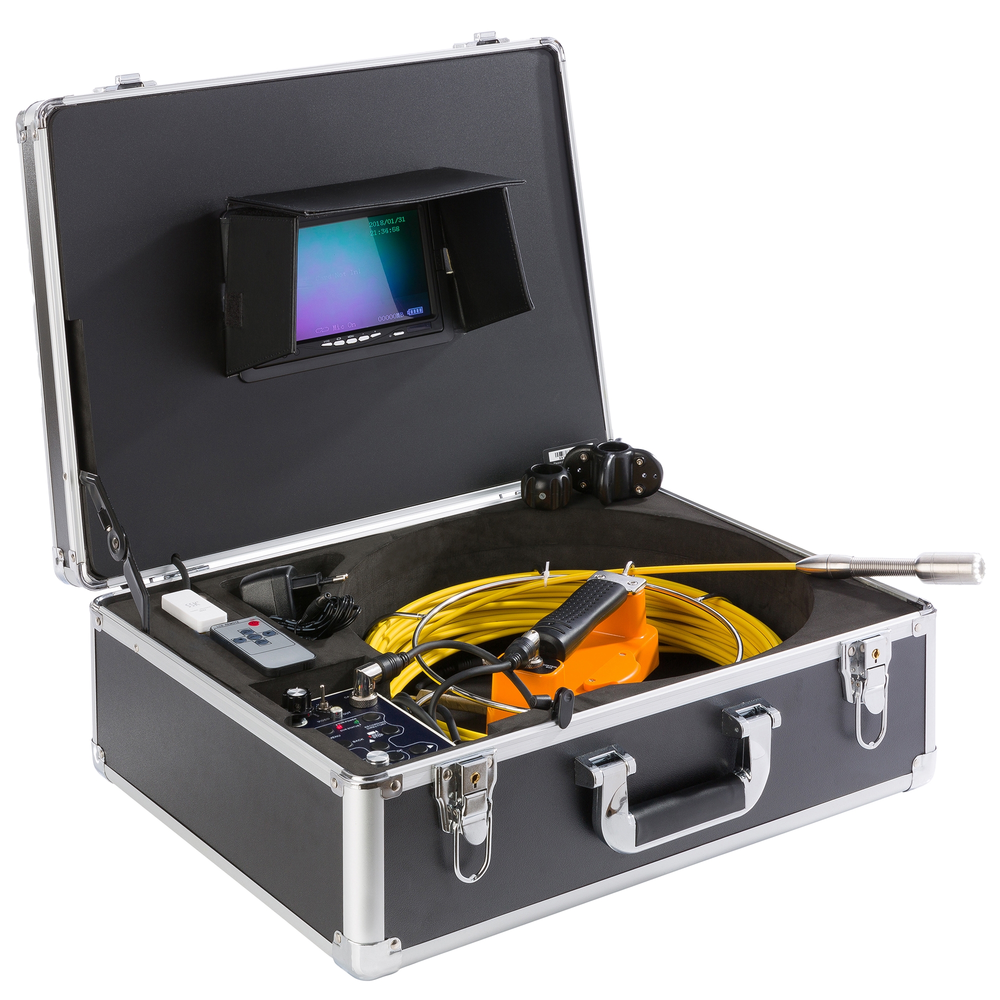 Arebos Caméra d'inspection de tuyaux pour l'industrie 30m - USB,7 pouces écran couleur, mallette incluse