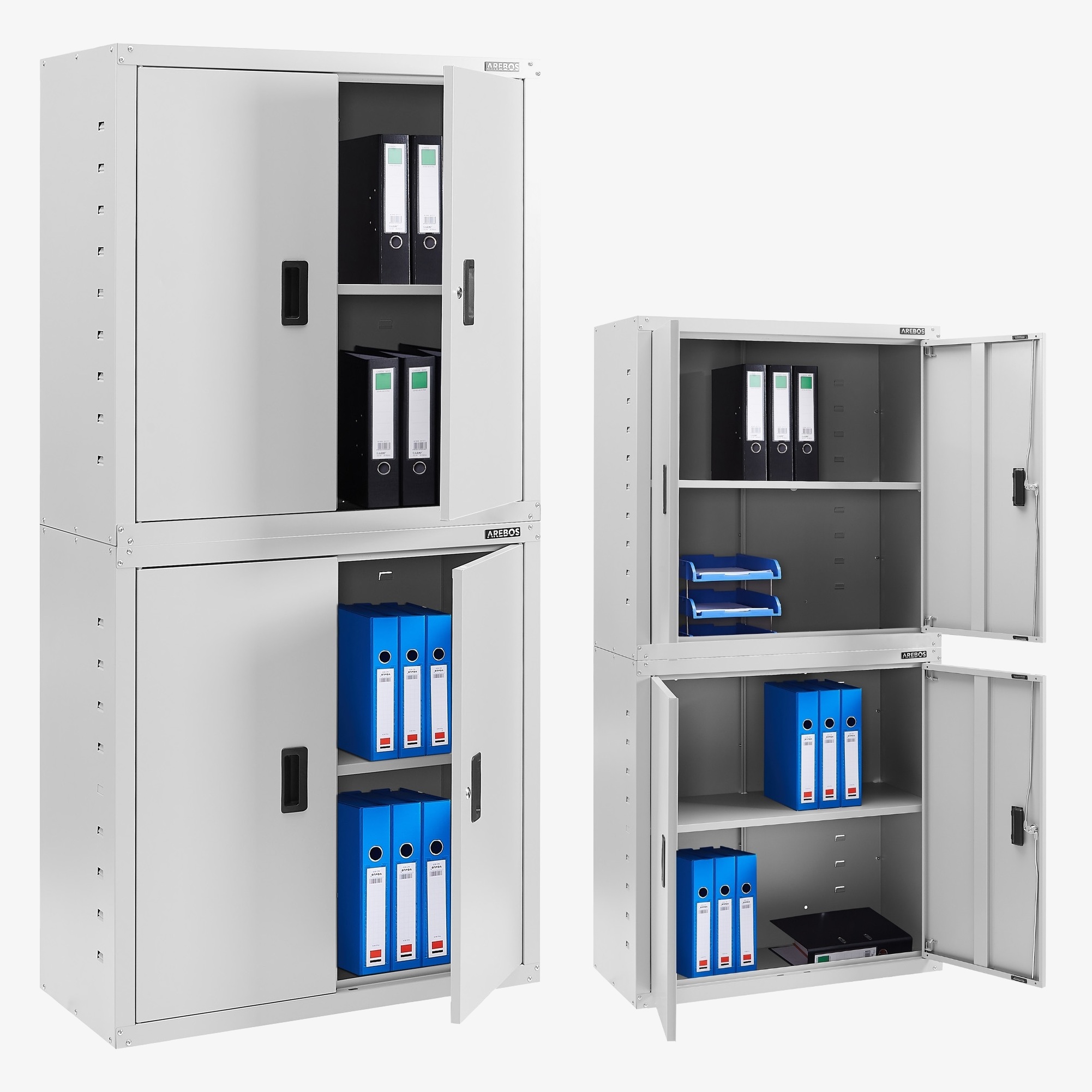 Arebos Armoire de bureau - 180x40x90cm,4 portes,2 étagères réglables en hauteur