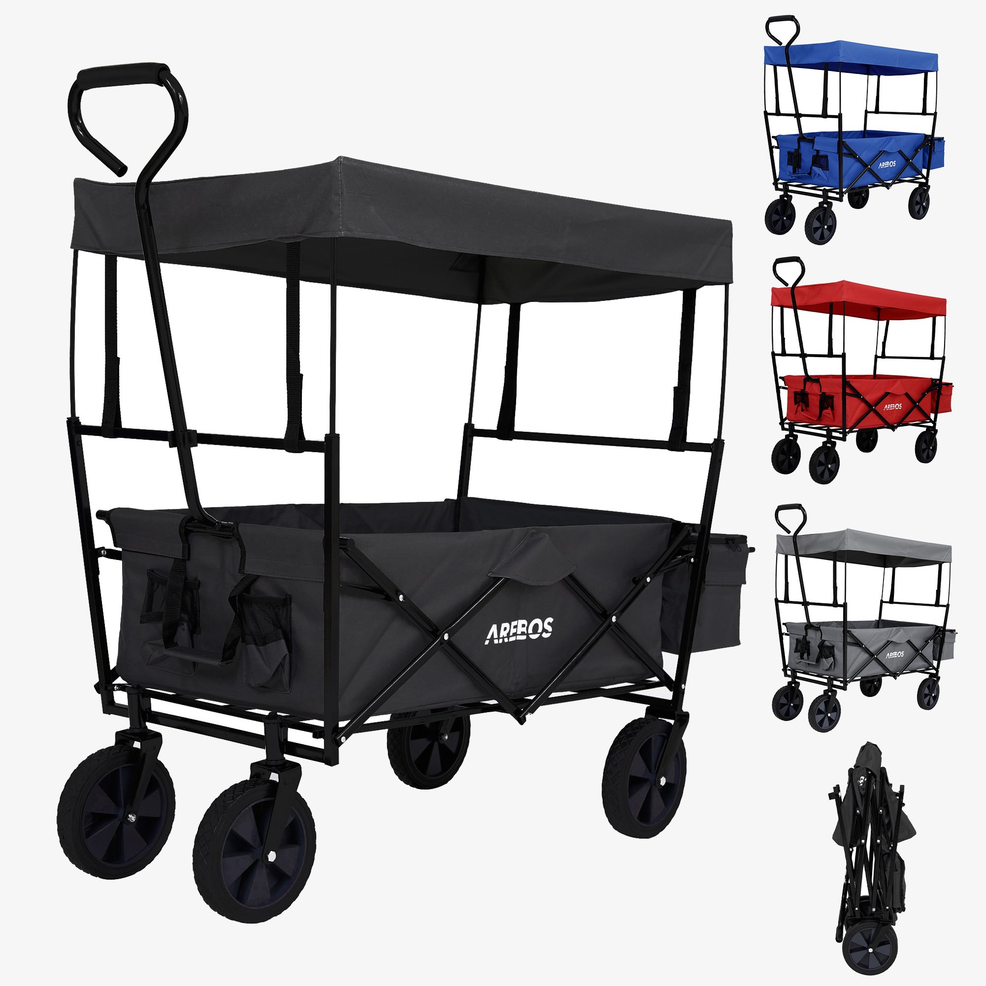 Arebos Chariot Pliable avec Toit Chariot de Transport capacité de Charge de 70kg
