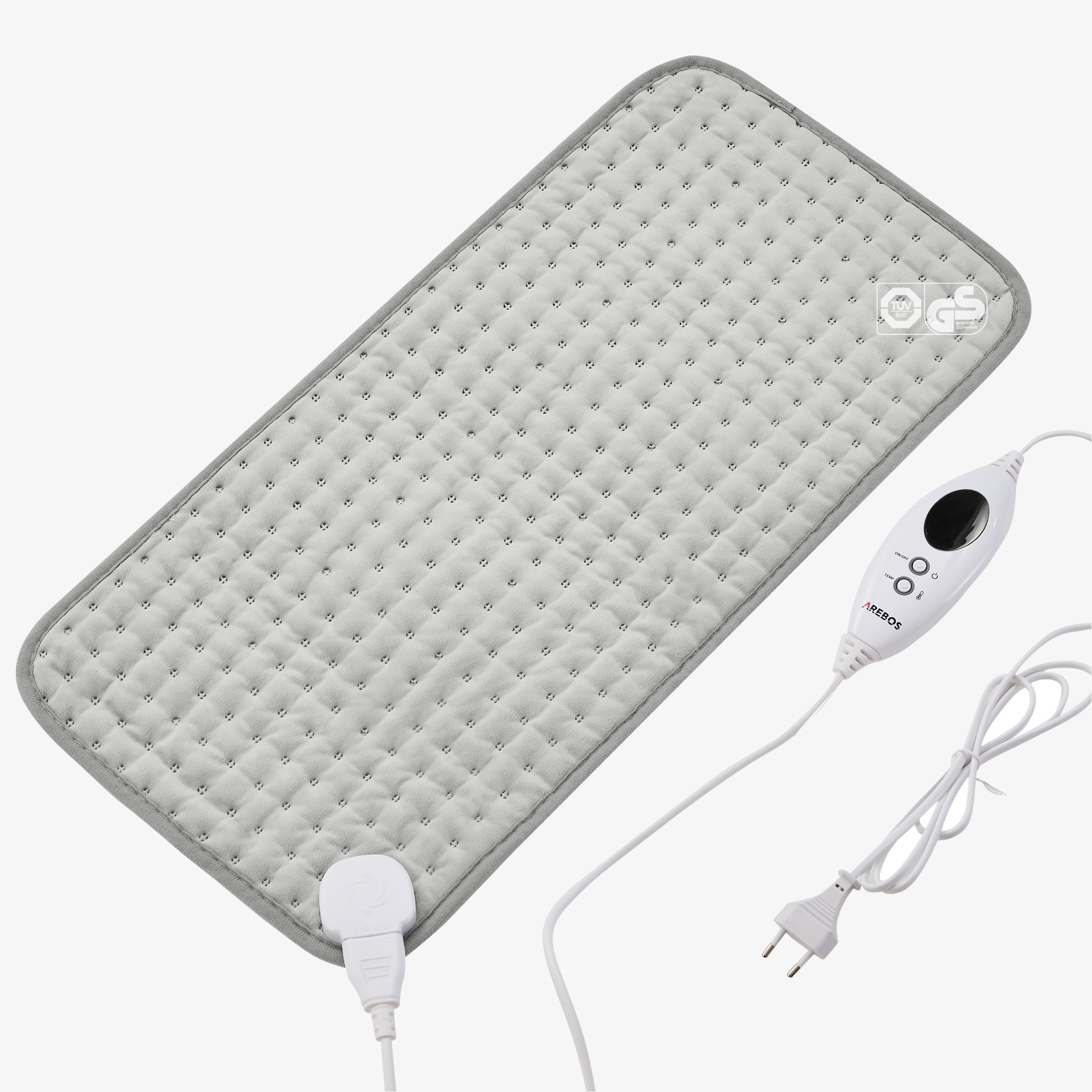 Arebos Coussin chauffant électrique - 45x 85 cm pour le dos, les épaules et la nuque - Gris