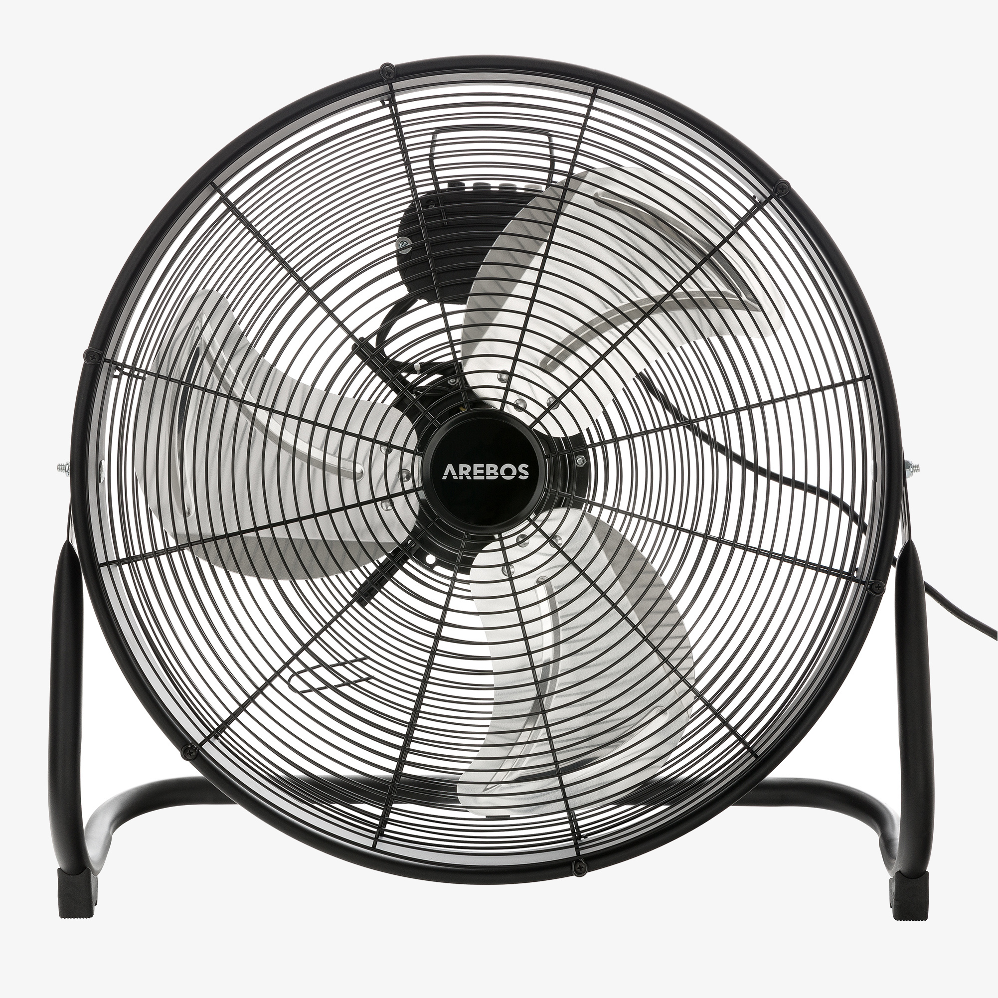 Arebos Ventilateur de sol 50cm 120W 3 niveaux de vitesse angle d'inclinaison réglable Noir