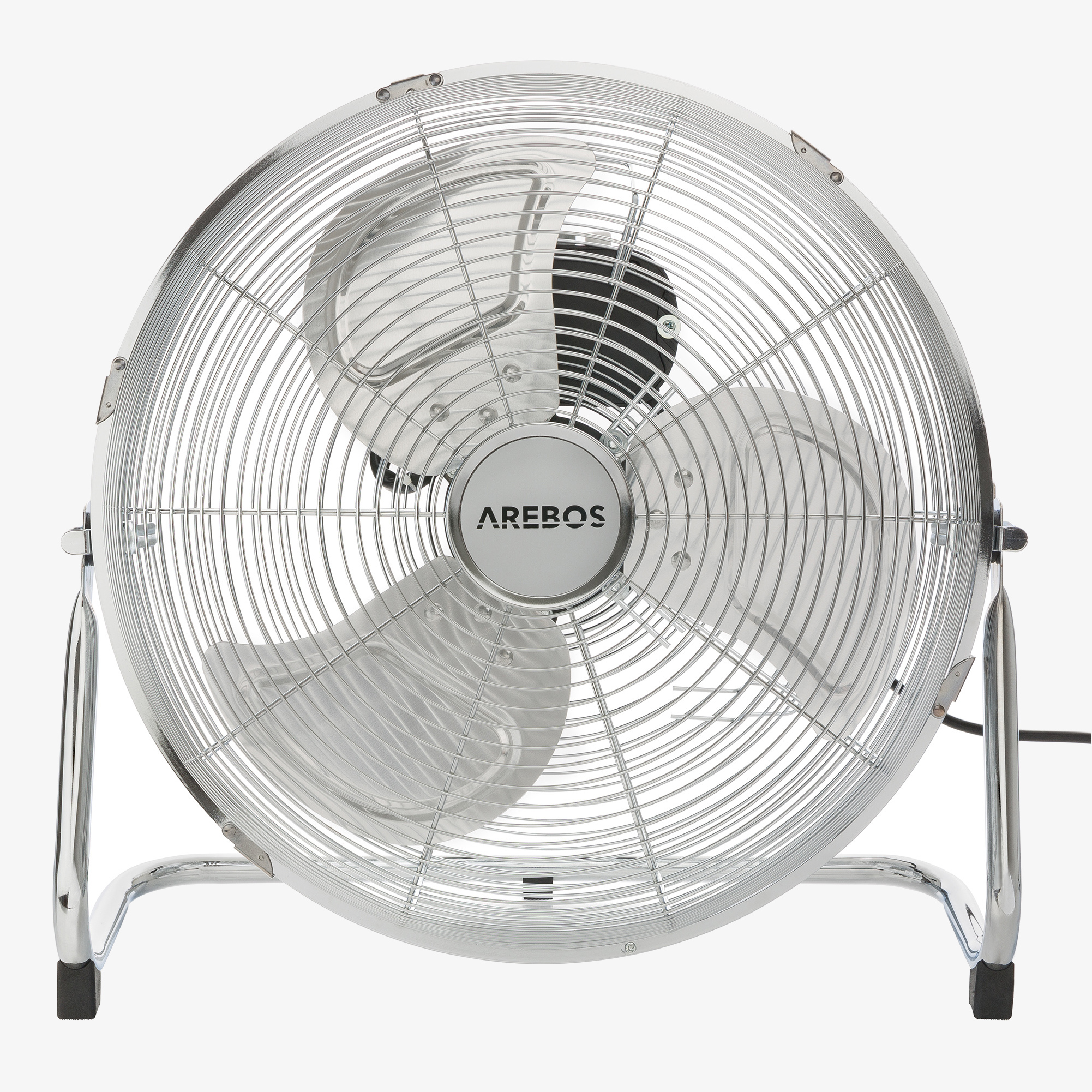 Arebos Ventilateur de sol 36cm 70W 3 niveaux de vitesse angle d'inclinaison réglable Argenté