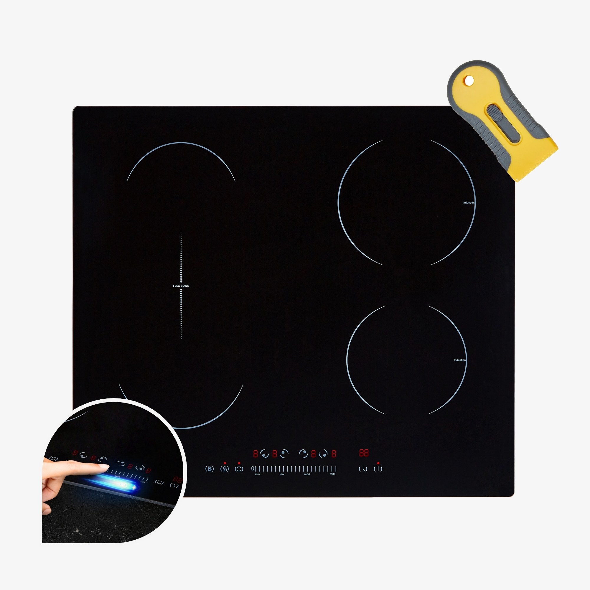 Arebos Table de cuisson à induction Vitrocéramique Plaques de cuisson Autonome 7200 W 4 zones
