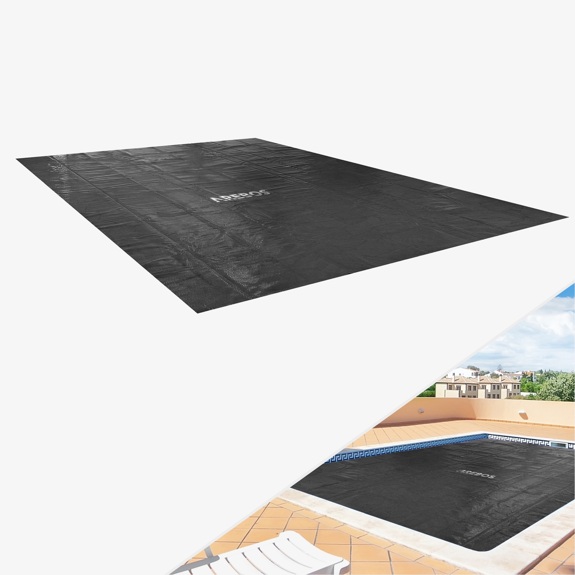 Arebos Pool bâche/couverture solaire - Bâche solaire rectangulaire 5,49x2,74 m ,épaisseur 120μm,découpable