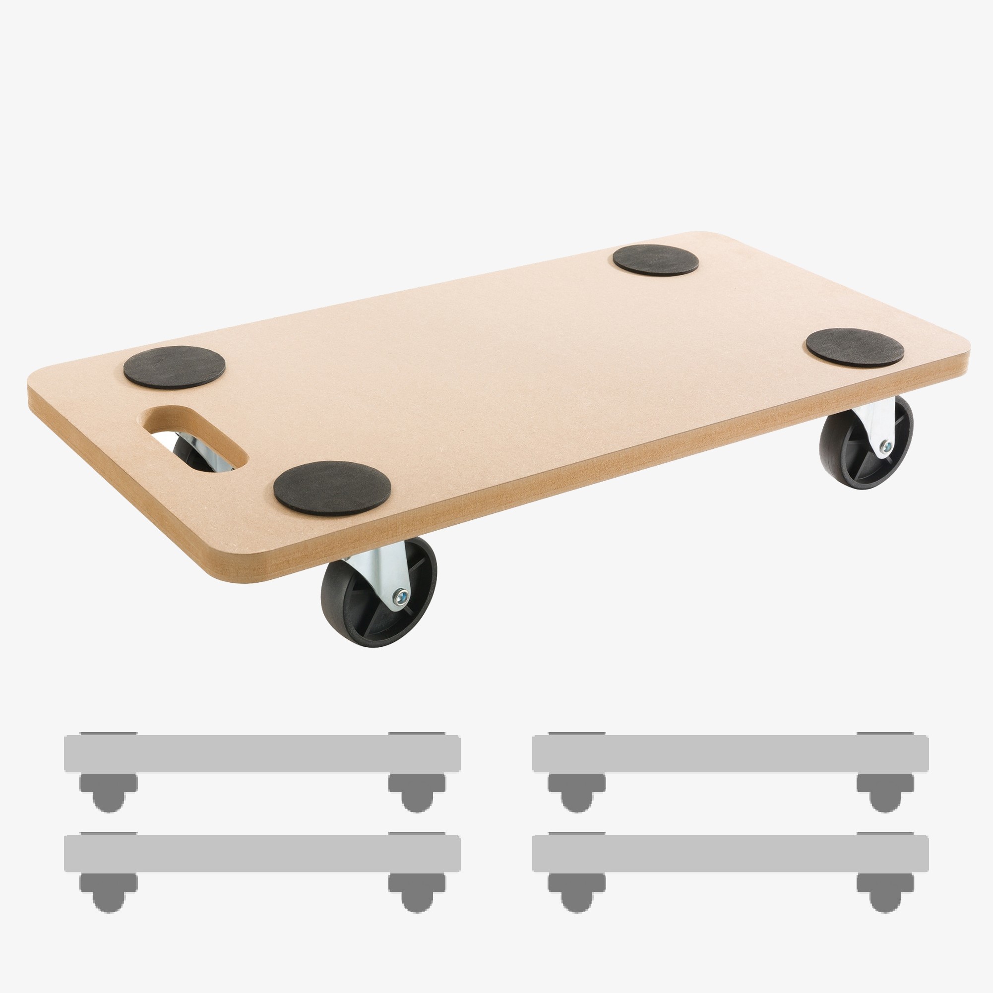 Arebos Planche à roulettes pour meubles - capacité de charge 200kg, avec patins en caoutchouc - 4 pièces