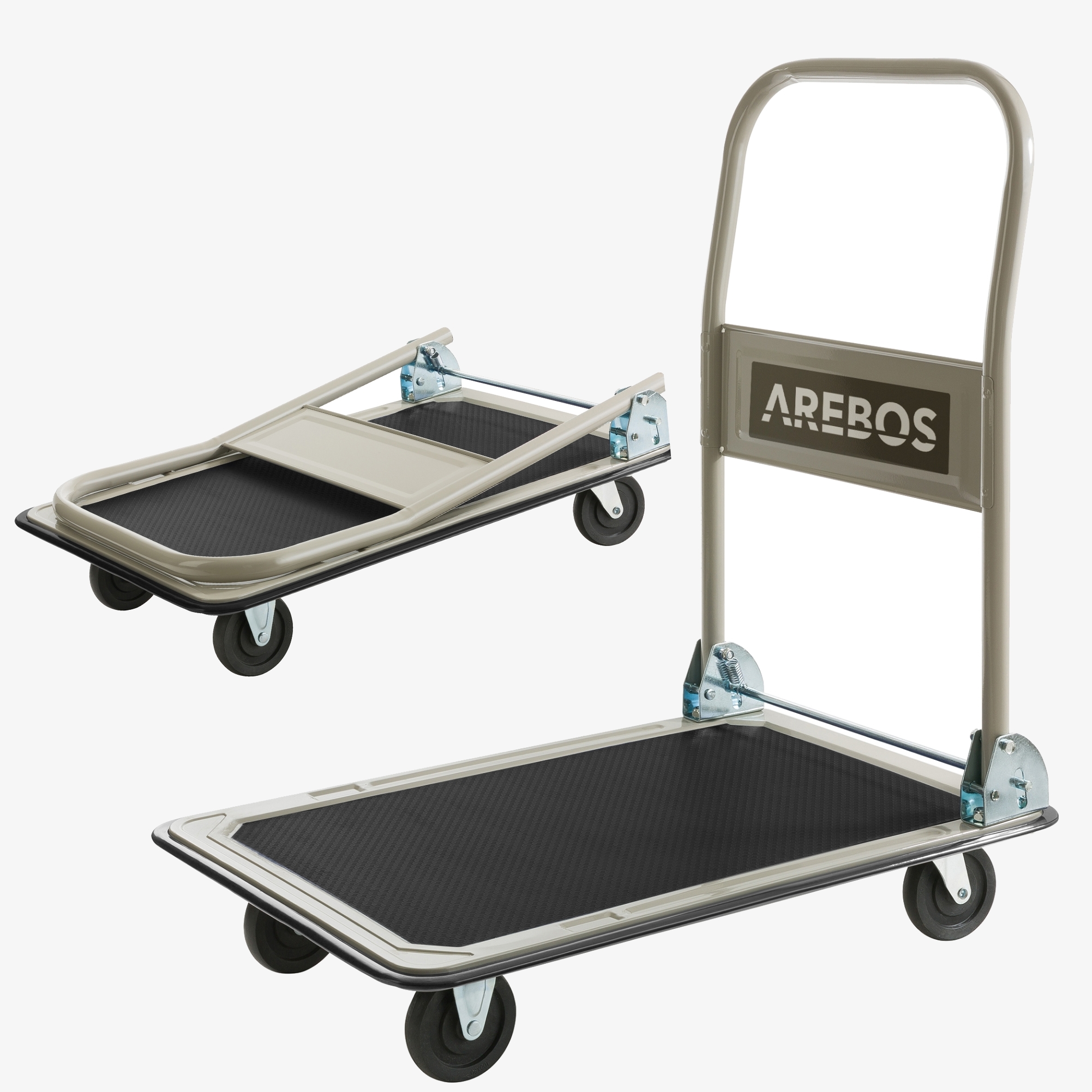 Arebos Chariot à Plate-Forme Chariot de Transport Manuel Pliable 150kg 4 Roues