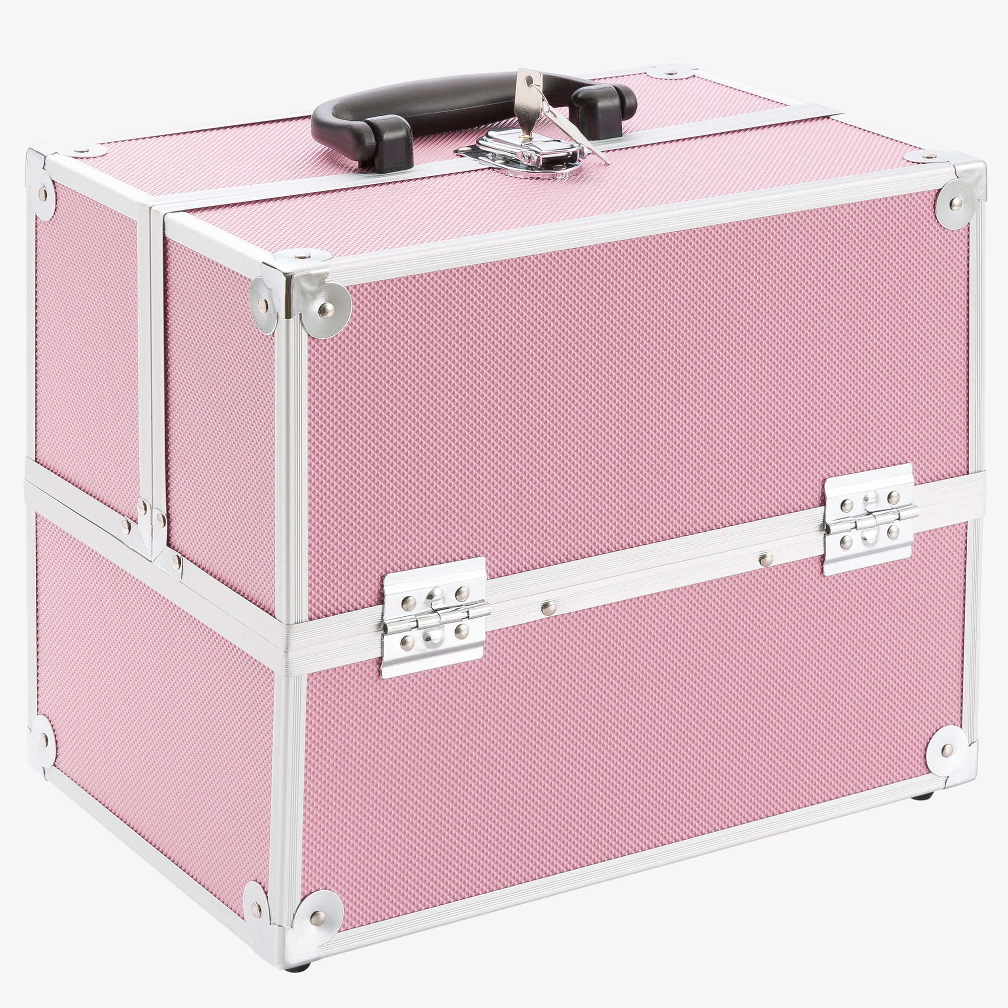Arebos Valise cosmétique Beauty Velvet 15l - Aluminium,5 compartiments,intérieur velours,serrure incluse