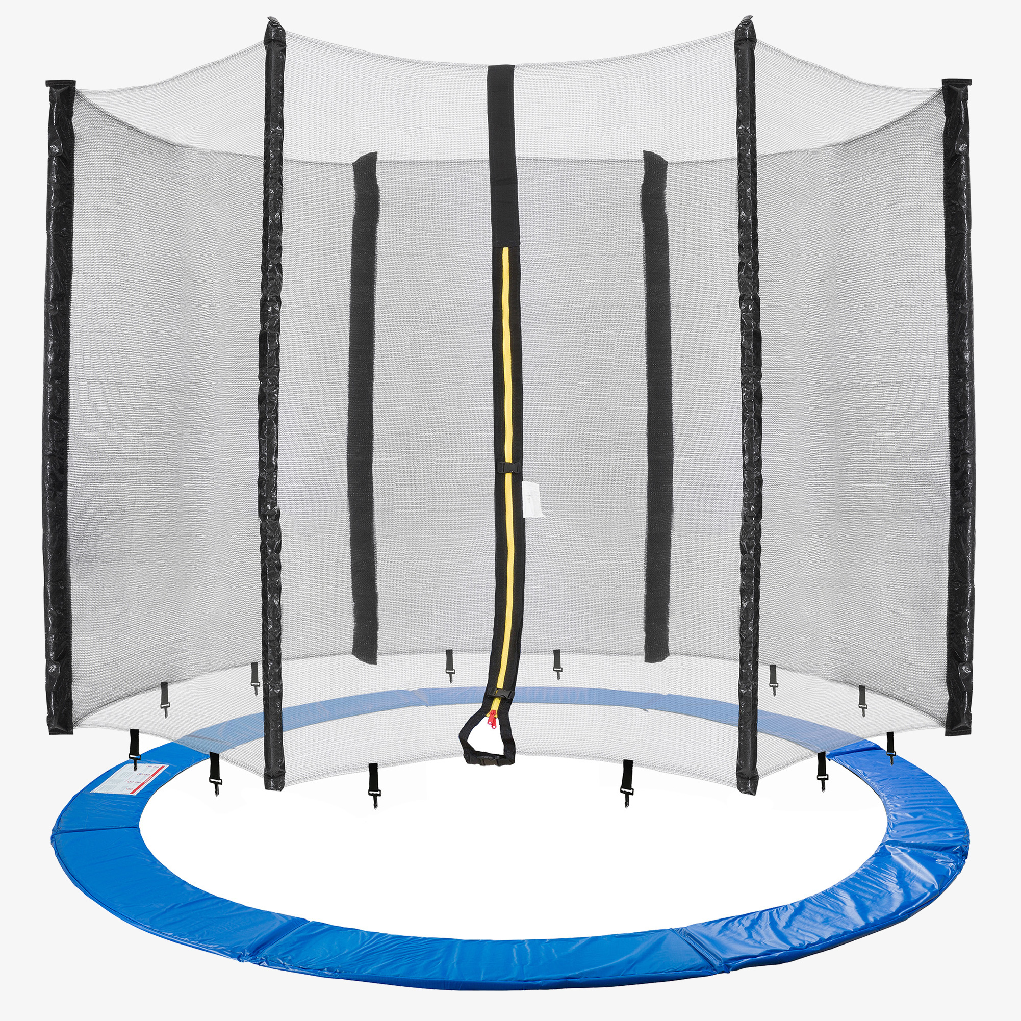 Arebos Set couverture de bord bleu & filet pour 6 barres & trampoline Ø 305cm - résistant aux intempéries
