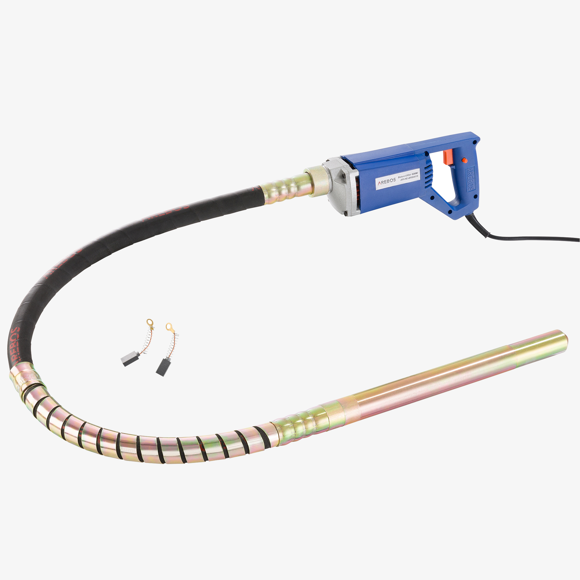 Arebos Vibrateur à Béton Vibrateur Interne Cylindrique Poignée Pistolet Portable 800W 1,5M