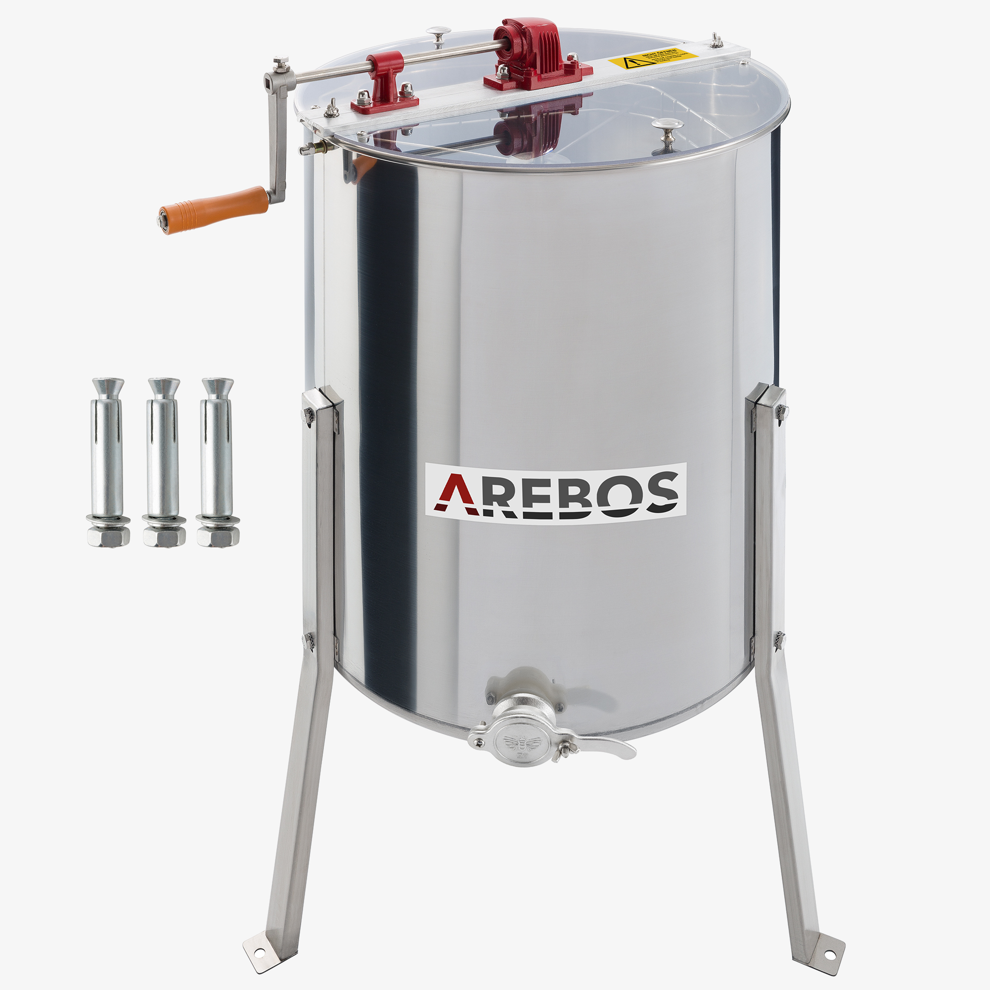 Arebos Extracteur de miel Eco 4 cadres pour alvéoles de 26 x 42 cm chacun - Acier inoxydable