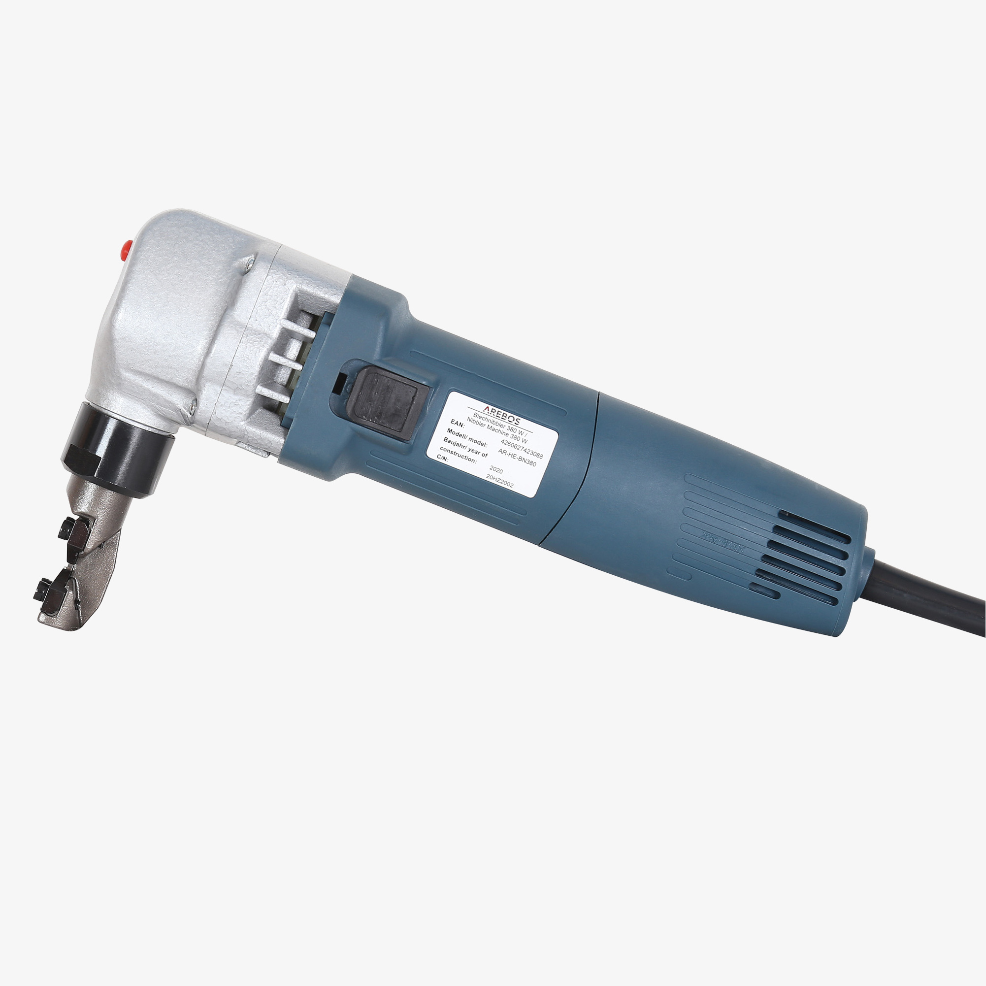 Arebos Grignoteuse cisaille à tôle coffret inclus convient l'acier l'inox et le plastique 380W
