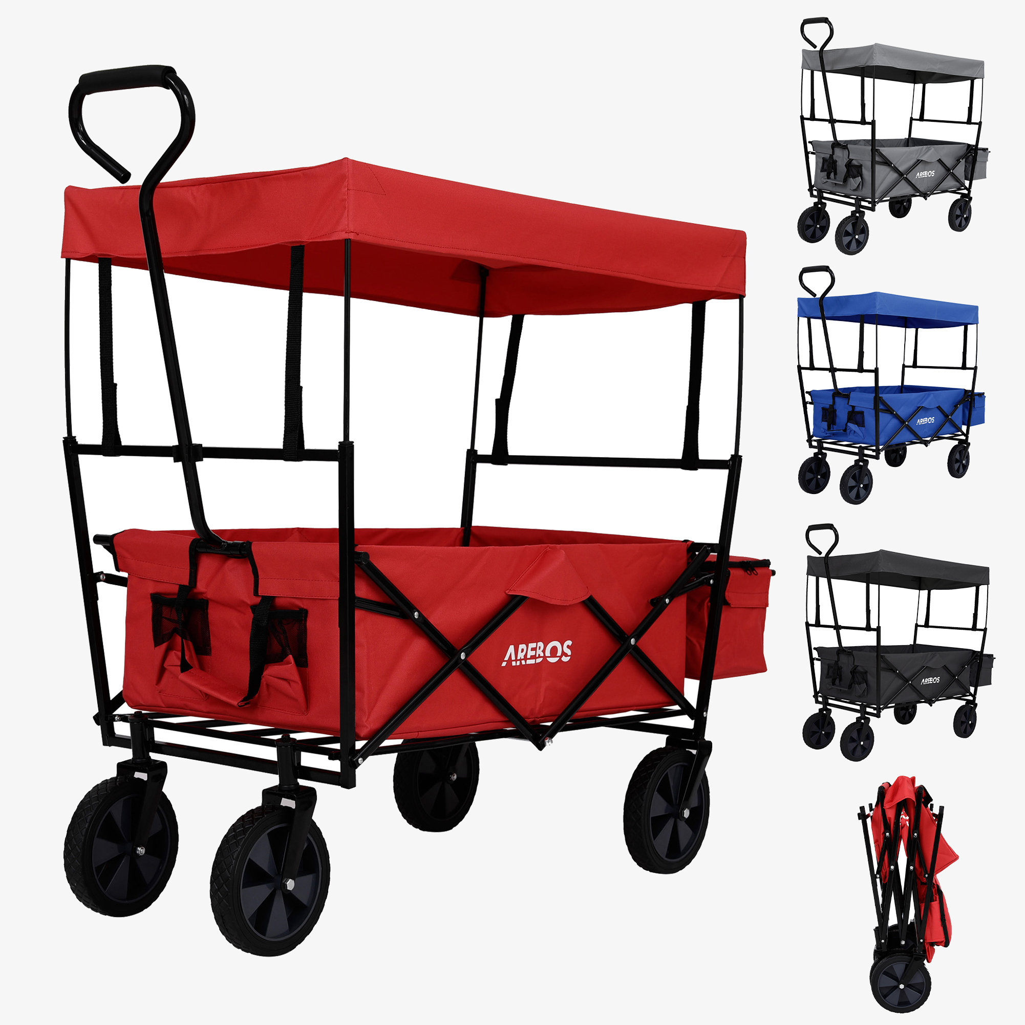 Arebos Chariot Pliable avec Toit Chariot de Transport capacité de Charge de 70kg