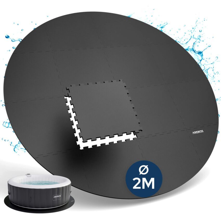 Tapis de protection pour spa 200 cm noir rond