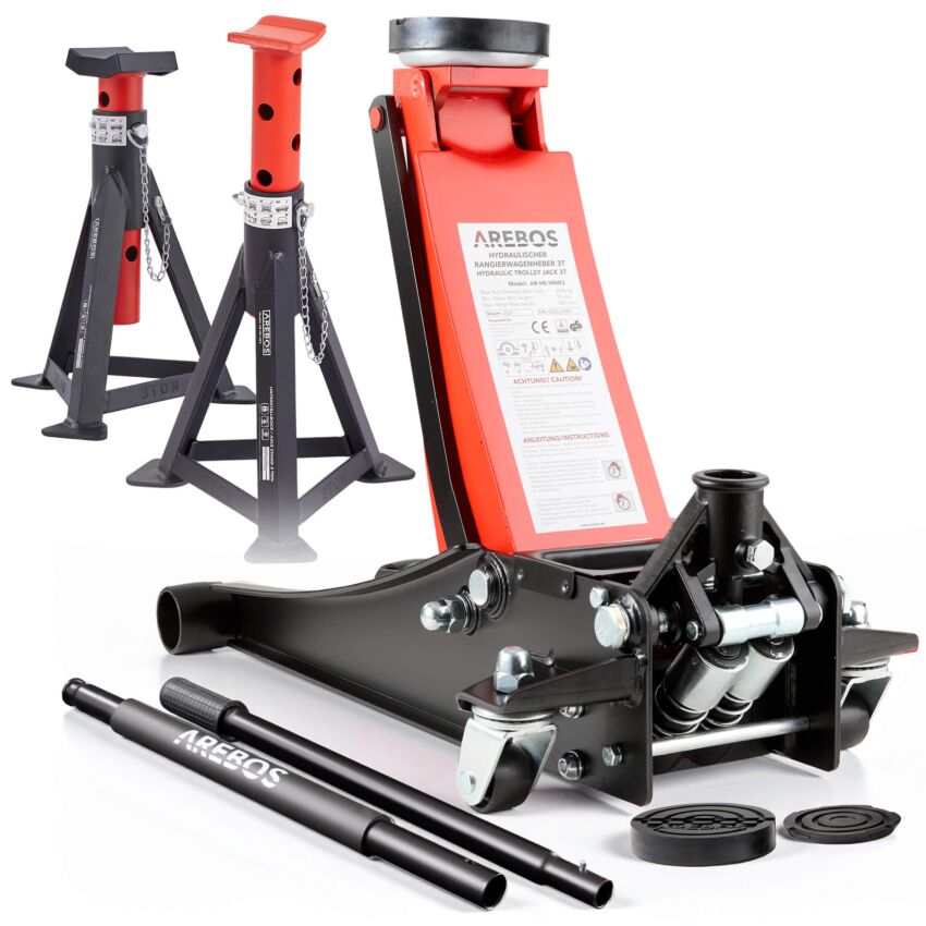 Cric avec 2 patins en caoutchouc et 2 chandelles