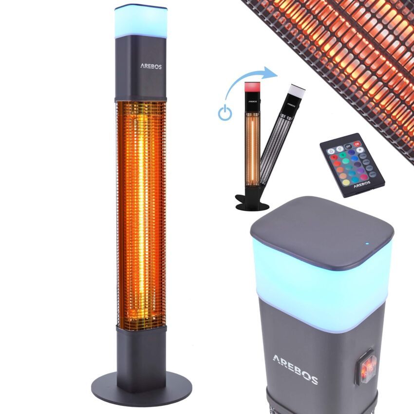 Chauffage de terrasse infrarouge 1500W avec LED noir