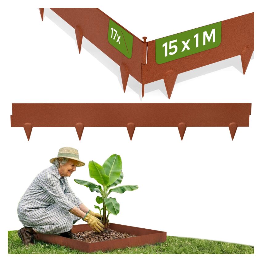 Bordure de pelouse en acier Corten 15 x 1 m