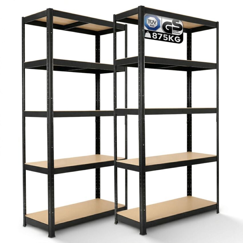 2x &Eacute;tag&egrave;re Charge Lourde 180 x 90 x 40 cm 875 kg -  Noir