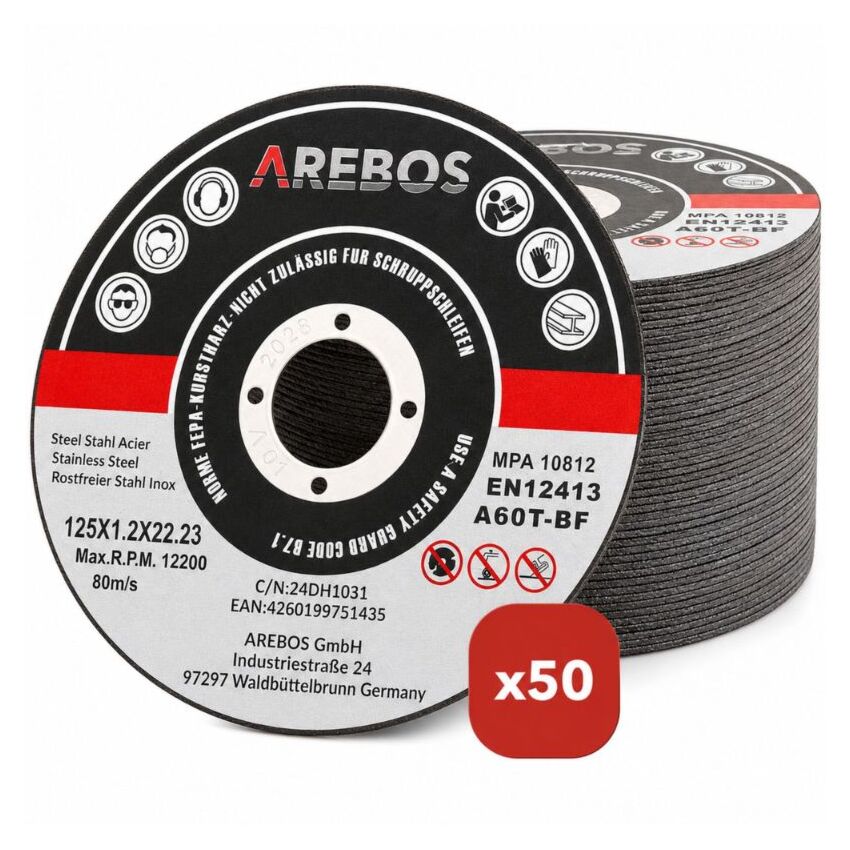Disques à tronçonner 125 mm - 50 pièces