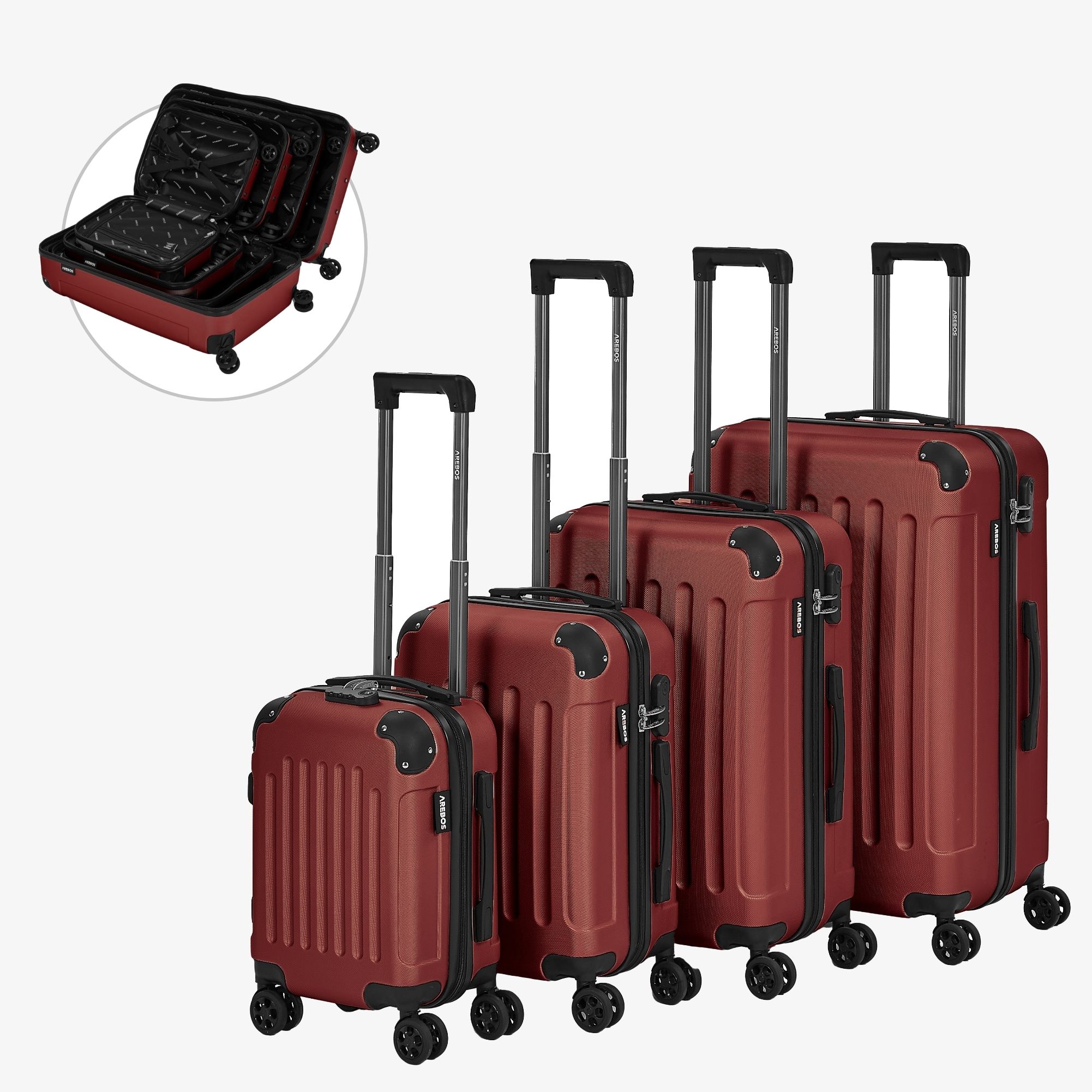 Set de 4 valises de voyage rouge 4252023116817 Mallette de voyage