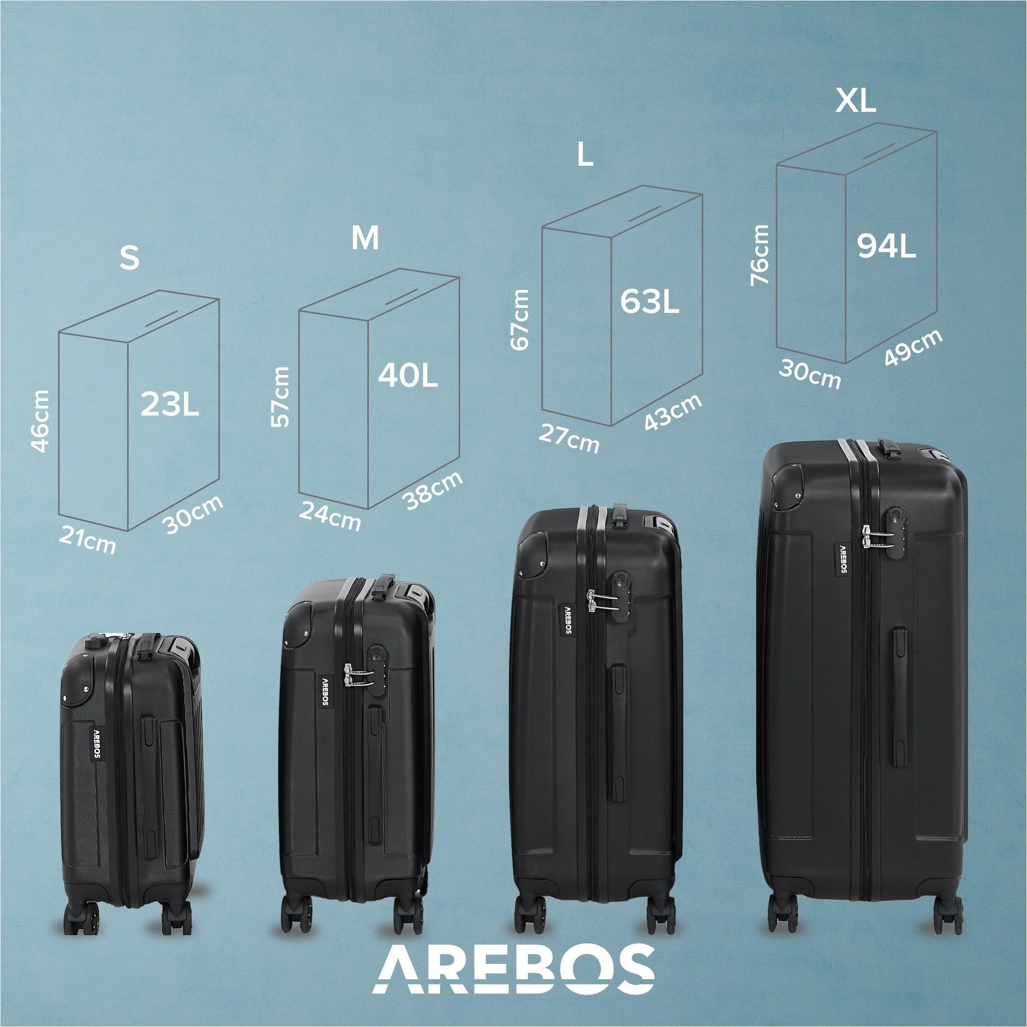 Set de 4 valises de voyage noir - 4252023112178 - Mallette de voyage