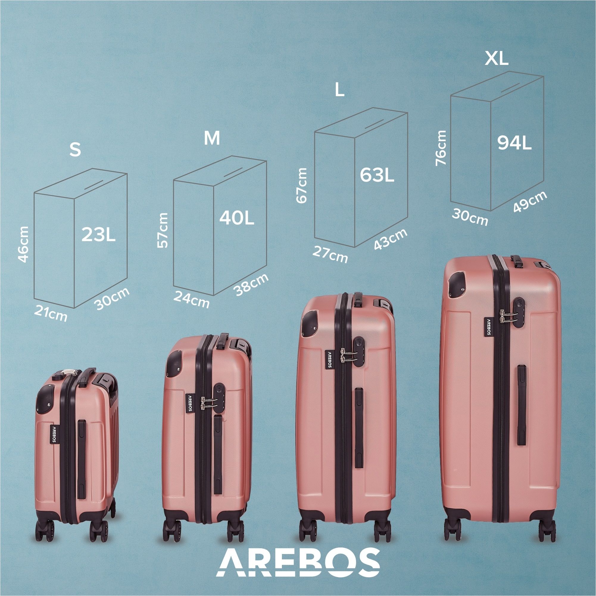 Set de 4 valises de voyage Rosé-or - 4252023112185 - Mallette de voyage