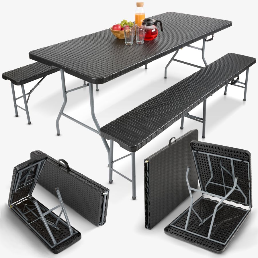Ensemble de bancs et table