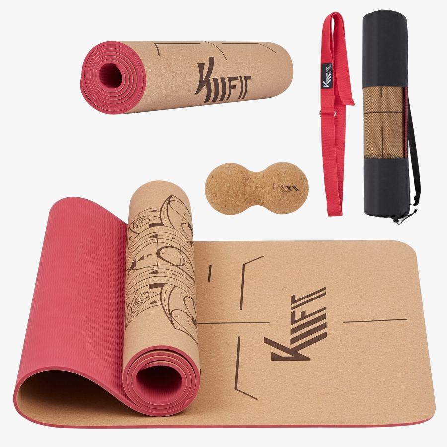 KM-Fit Tpe Tapis de yoga 183 x 61 cm rose