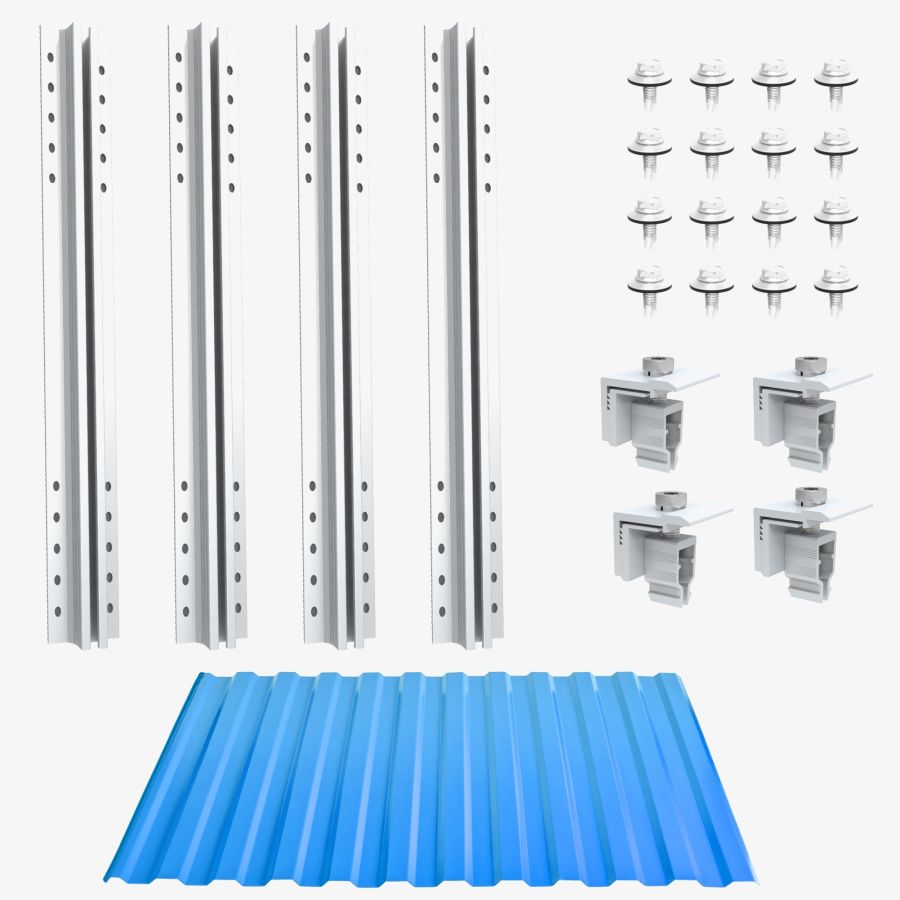 Kit de montage pour toiture en tôle trapézoïdale profil court 40cm - pour 1 module