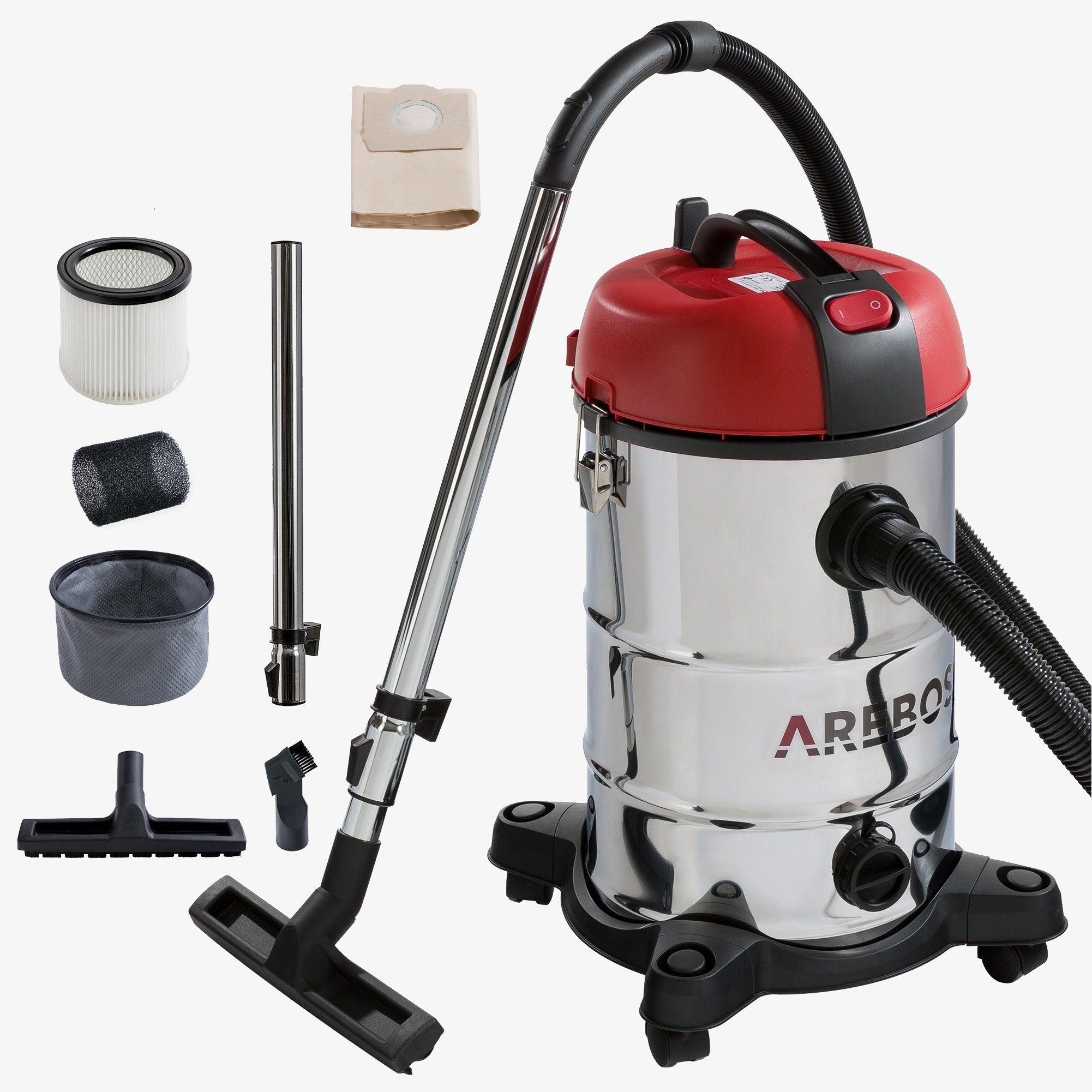 Arebos Aspirateur industriel 4en1 1800W - 30L - inox