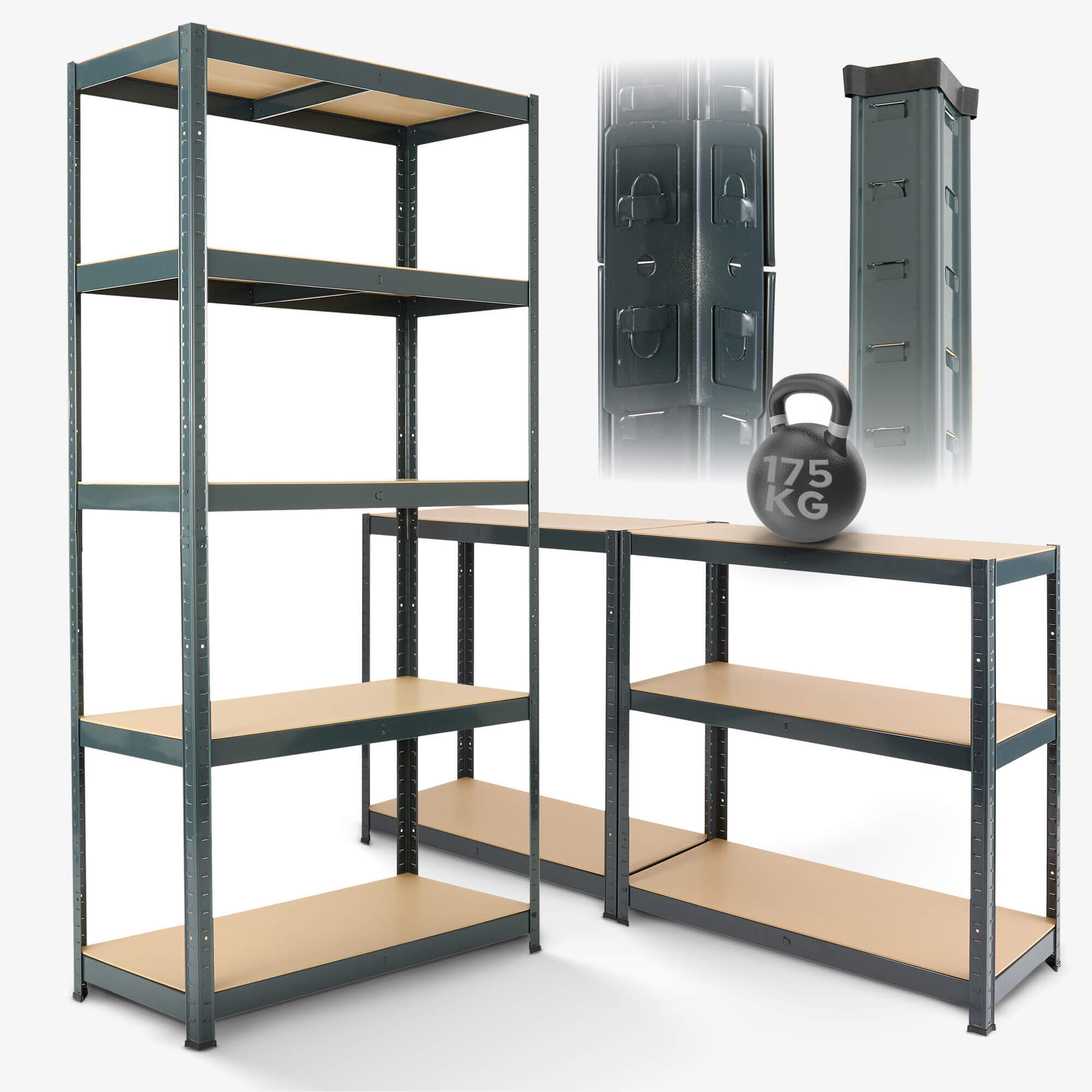 Arebos Étagère Charge Lourde 180 x 90 x 40 cm, Capacité Totale 875 kg - Anthrazite